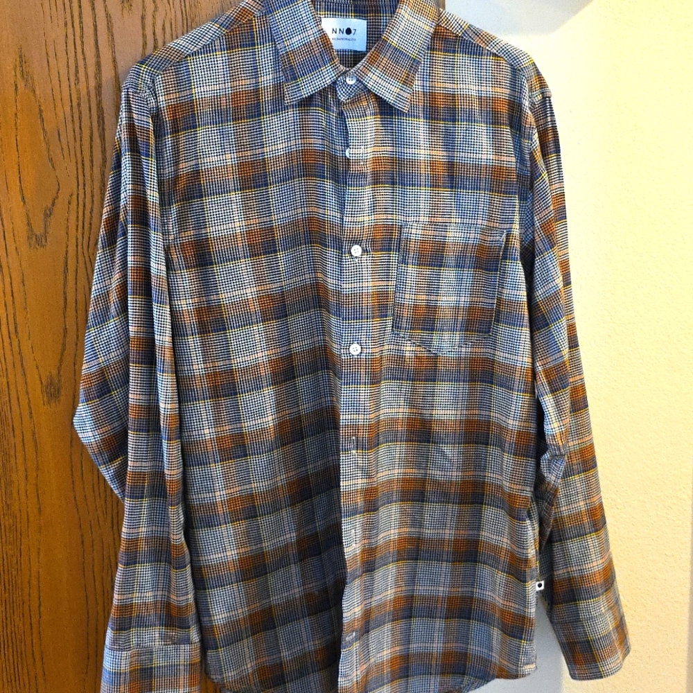 NNO7 Men long Sleeve Cotton Shirt Size M